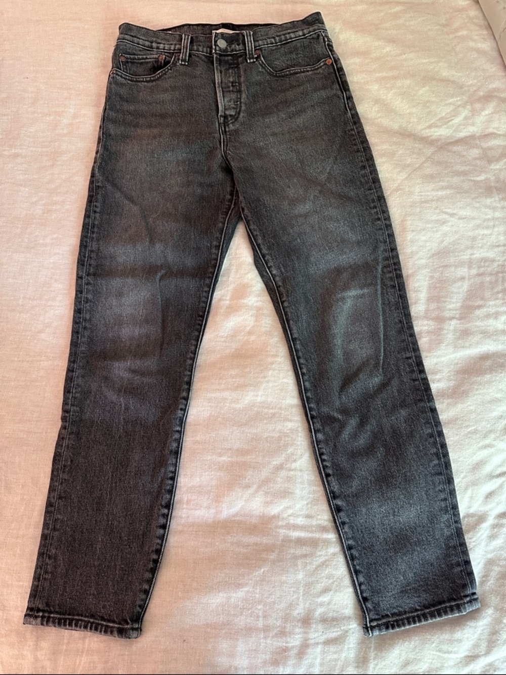 Levi's Women's Black Washed Straight-Leg Jeans